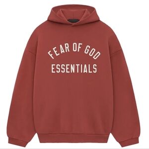Fear of God Essentials Authentic Oversized Fleece Hoodie Crimson Size 2XL